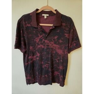 Burberry Brit London Burgundy Wine Printed Camo Cotton Pique Polo T-Shirt L